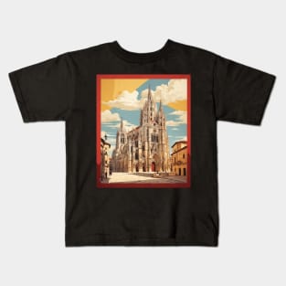 Burgos Cathedral Spain Travel Tourism Retro Vintage Art Kids T-Shirt